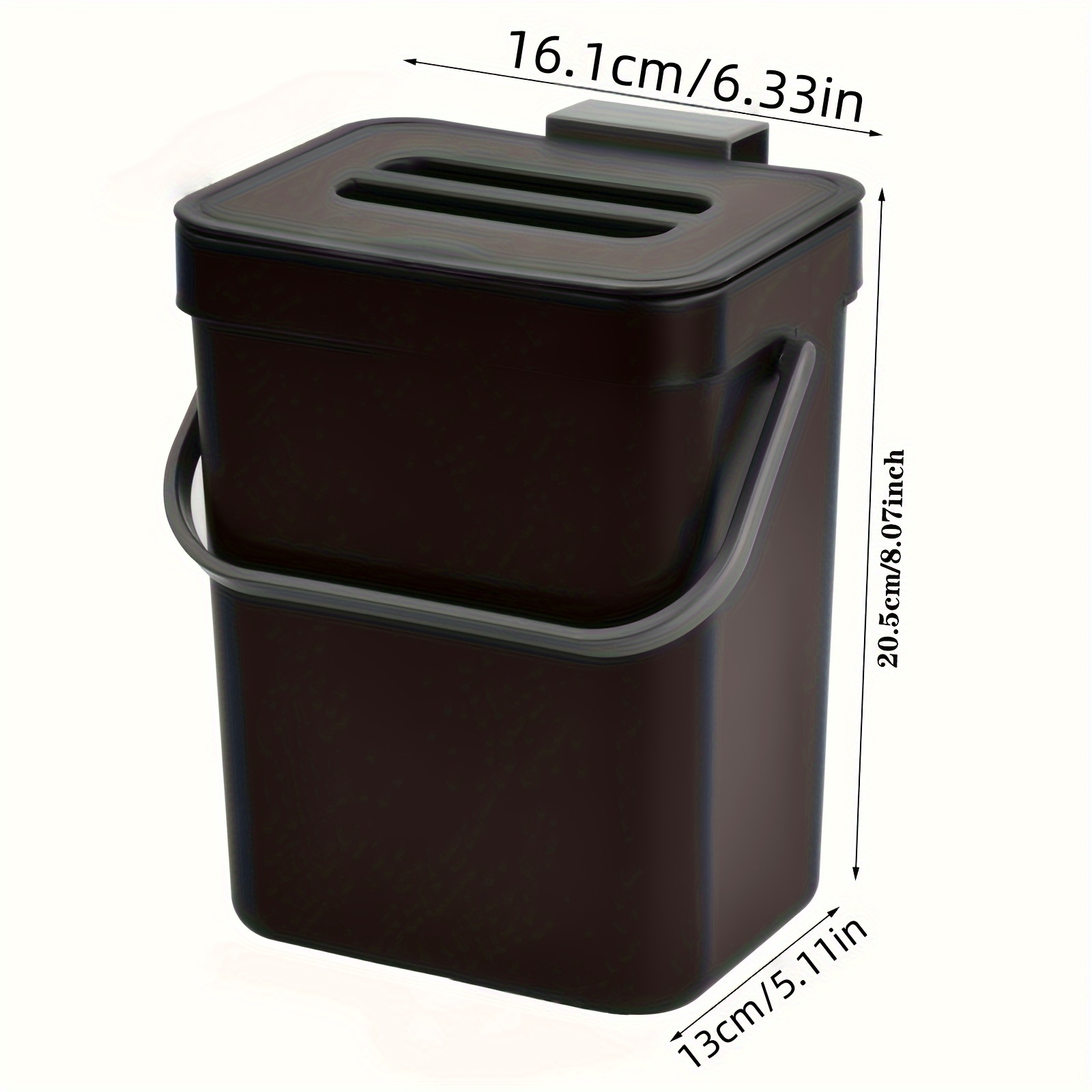 1 Compact Rectangular Kitchen Compost Bin - Durable Plastic Space- Design, Simple Black Food Waste Disposal, No Electricity Needed, Designed For Small Kitchens, Modern Kitchenware