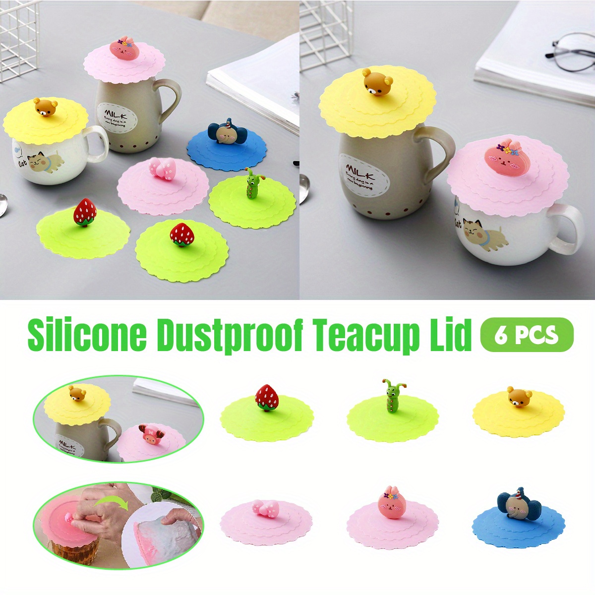 TEMU 6pcs Silicone Cup , -grade Reusable, Durable Drink Covers, Hot & Beverages