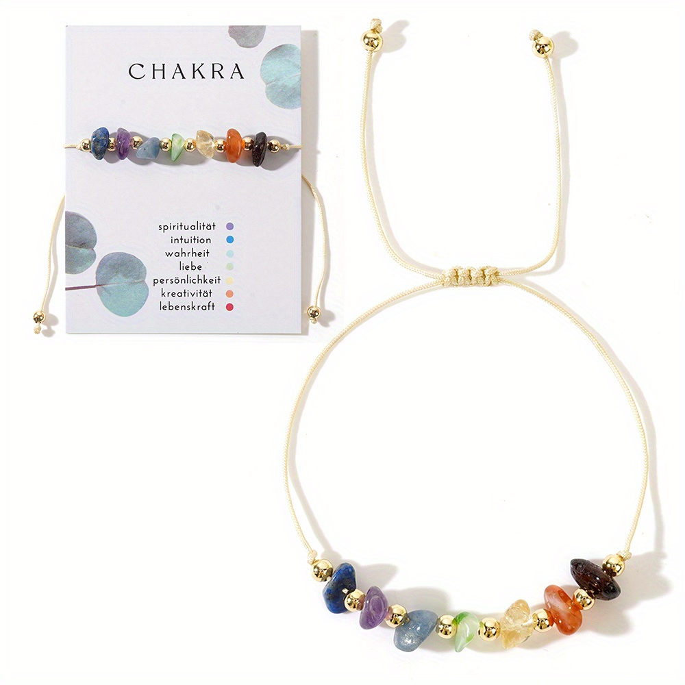 E-shop Ein Damenmode-Armband, Bohème-Stil, Perlenarmband mit unregelmäßigen Natursteinen, kreatives Armband, inklusive Segenskarte, ein Geschenk für