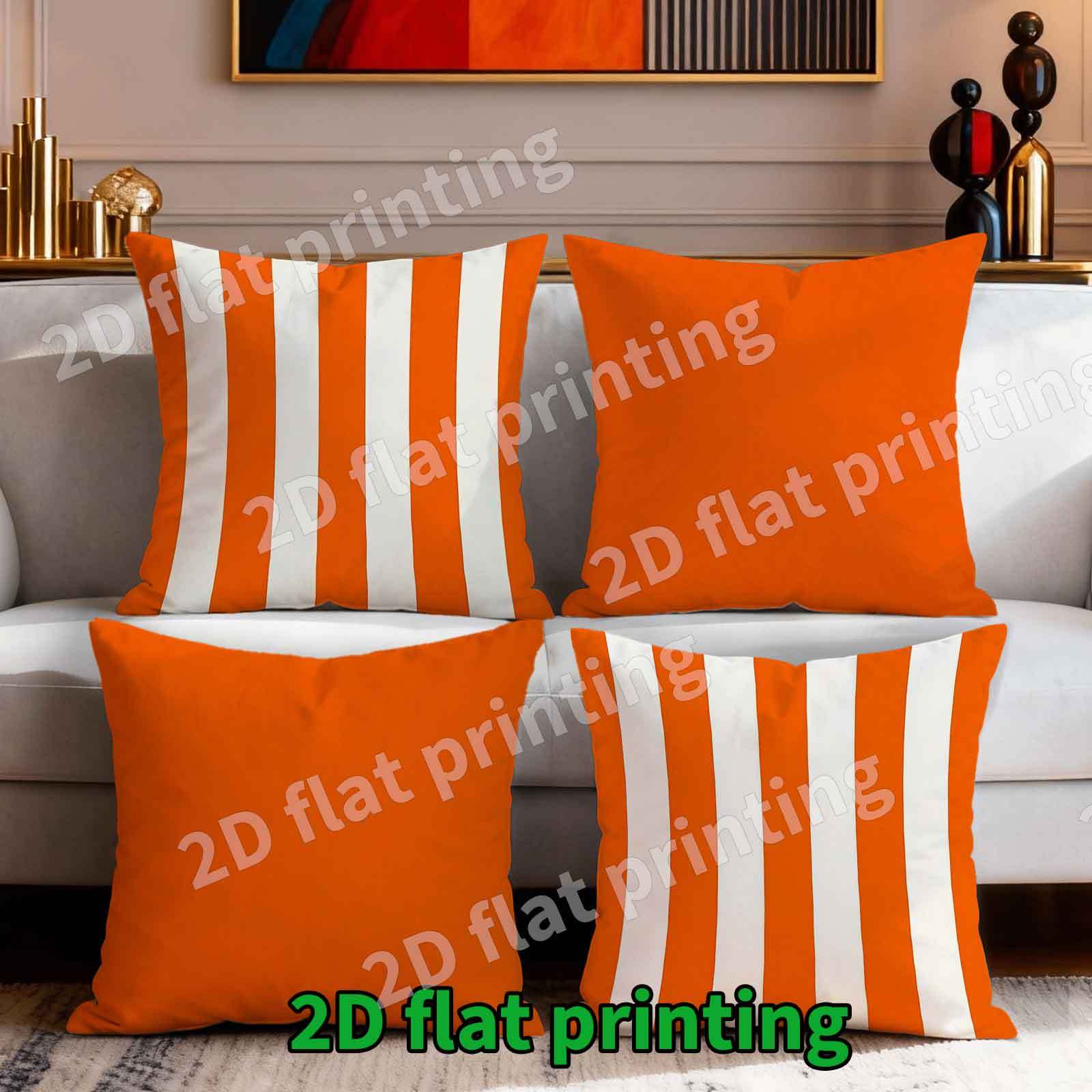 TEMU Ensemble de 4 housses de coussin Halloween et Thanksgiving avec un motif rayé orange vif et blanc, parfait pour festive à votre décoration