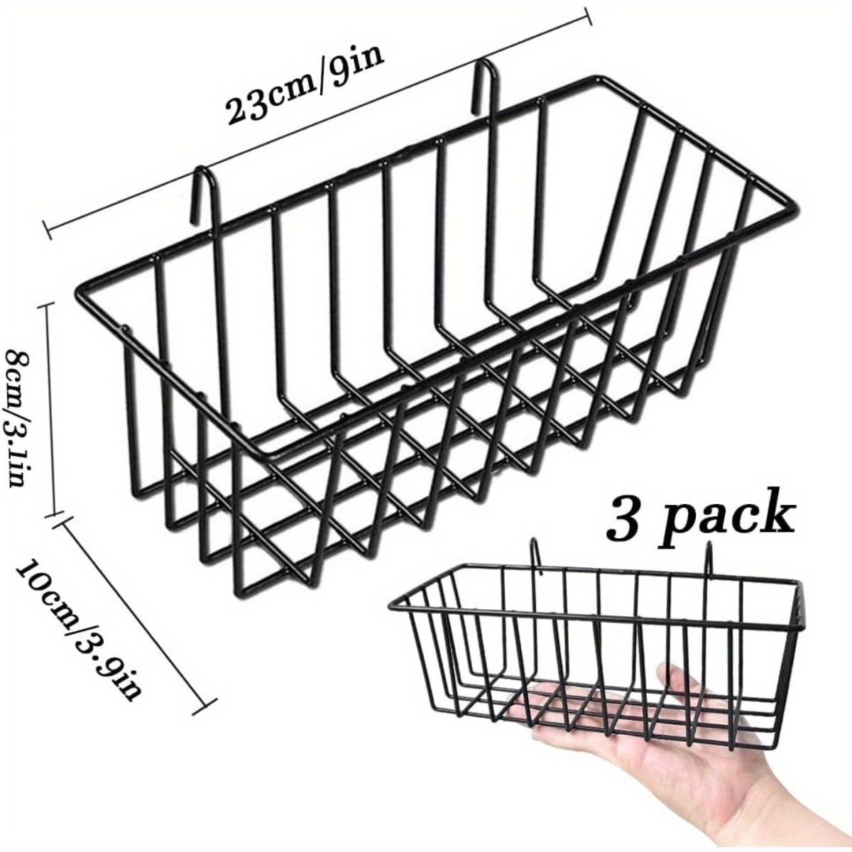 TEMU 3pcs Hanging Metal Wire Basket, Used For Storage Of Walls, Kitchens, Home Decor Items, Potted Plants, Black, Suitable For Thanksgiving,