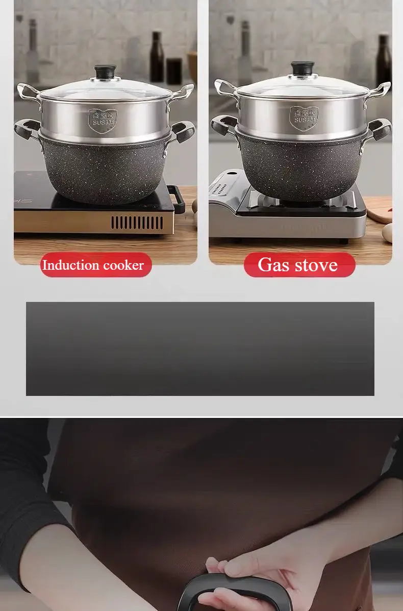 1шт. чугунная антипригарная кастрюля из майфана с двойной ручкой, универсальная, совместимая с газовой плитой, посуда для плиты и детали 0