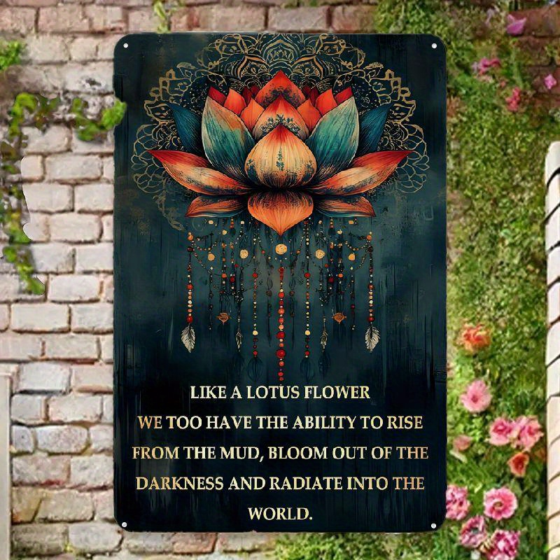 TEMU [2d Flat] 2d Flat Aluminum Plaque Vintage Tin Sign Like A For Lotus Flower Inspirational For Lotus Wall Art Decor For Room Bedroom Office Hotel