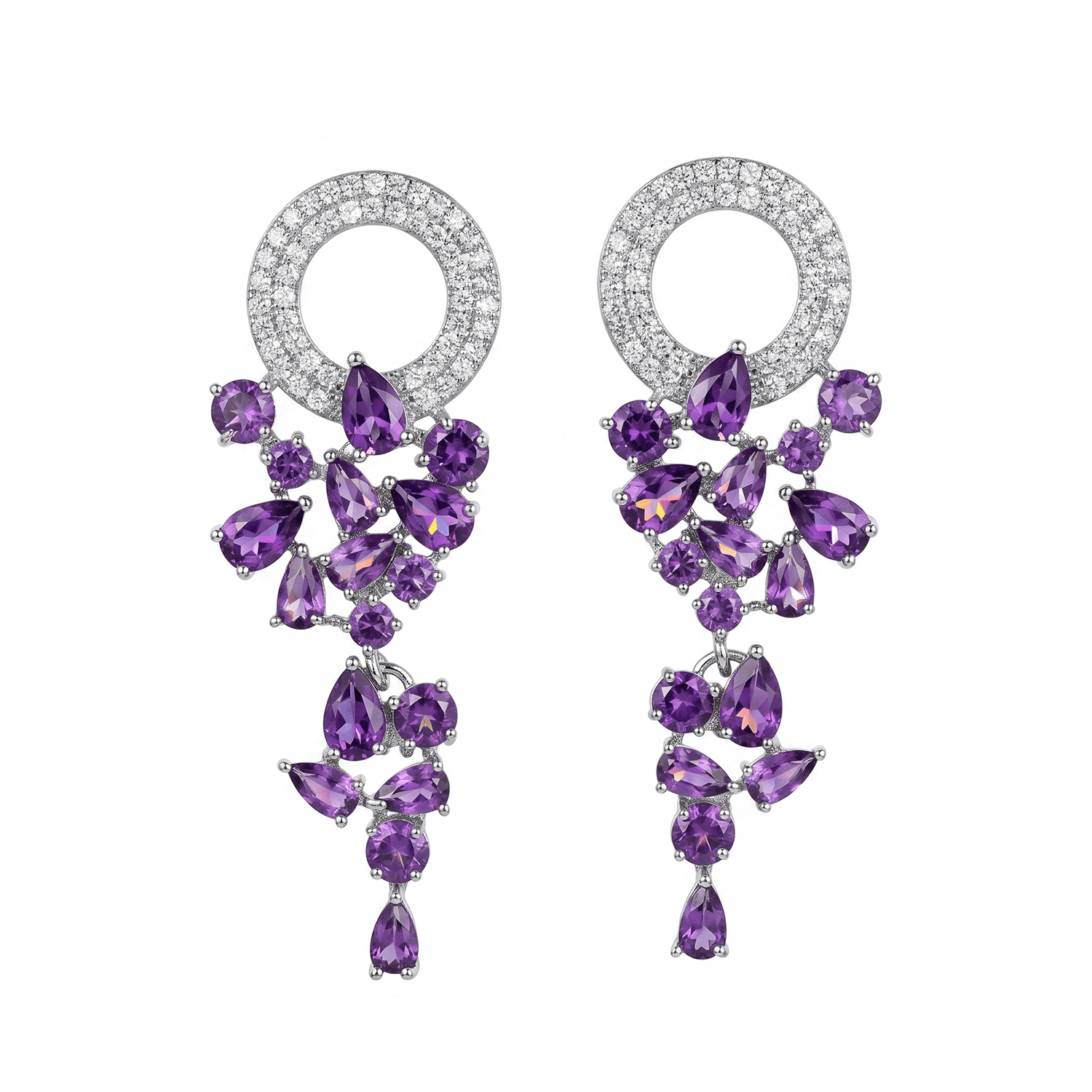 TEMU Une paire de boucles d'oreilles pendantes tendance pour femme, de style et luxueux, en cuivre incrusté de synthétique violette, adaptées pour un