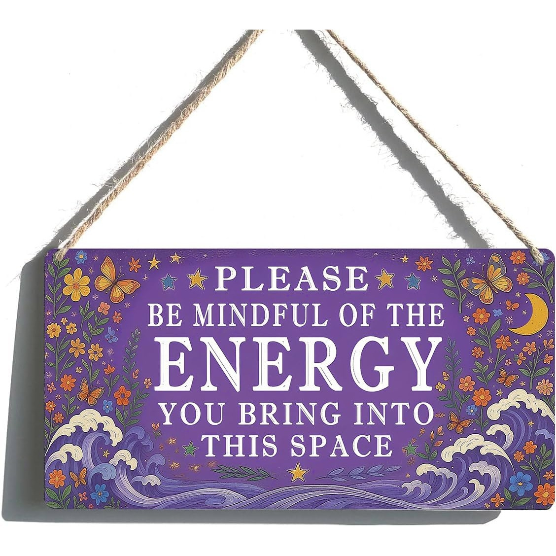 TEMU 2d Flat Wooden, Spiritual Wall Decor Positive Energy Symbol For Home, Yoga Room, Meditation Space, Bedroom Door Hanging Sign