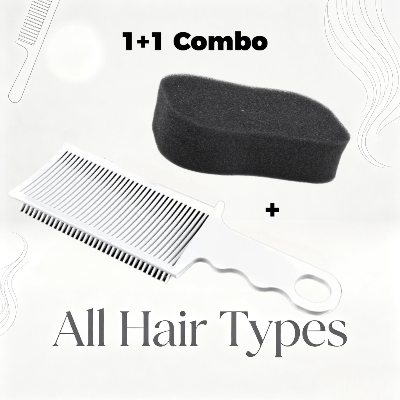 TEMU 2pcs = 1pc Hairdressing Aid Comb And 1pc Hair Sponge. Ergonomic Handle Grip, Hand Fatigue During Long Haircuts; Hanging Hole On Tail For