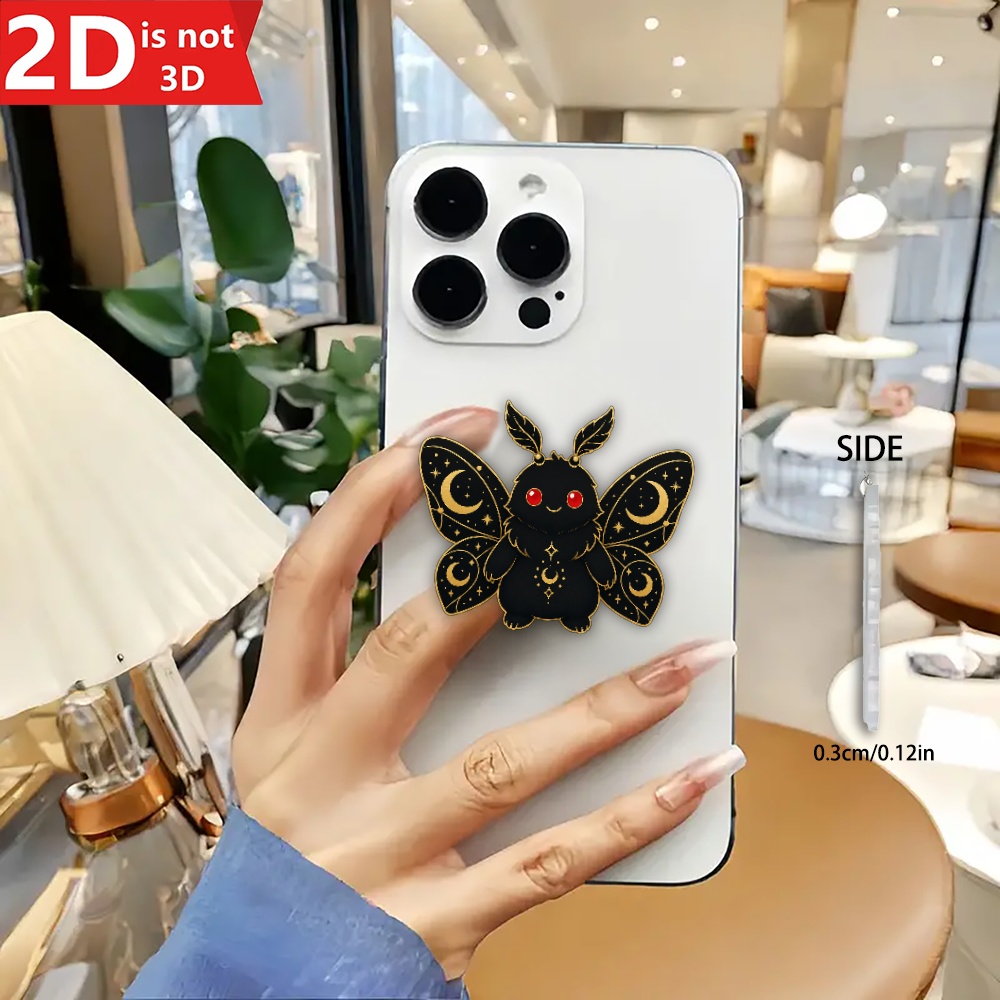 TEMU Black Cat Phone Grip Stand, Cute Gothic Moon And Stars Acrylic Phone Holder, Slim 2d Style, Adjustable Desktop Kickstand, Gift For Women And