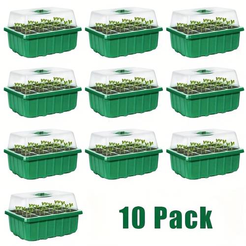10pcs seed starting trays with domes and trays 12 cells 10pcs adjustable humidity lightweight plastic plant growing kit suitable for greenhouses and gardens indoor outdoor use no electricity required gardening planting
