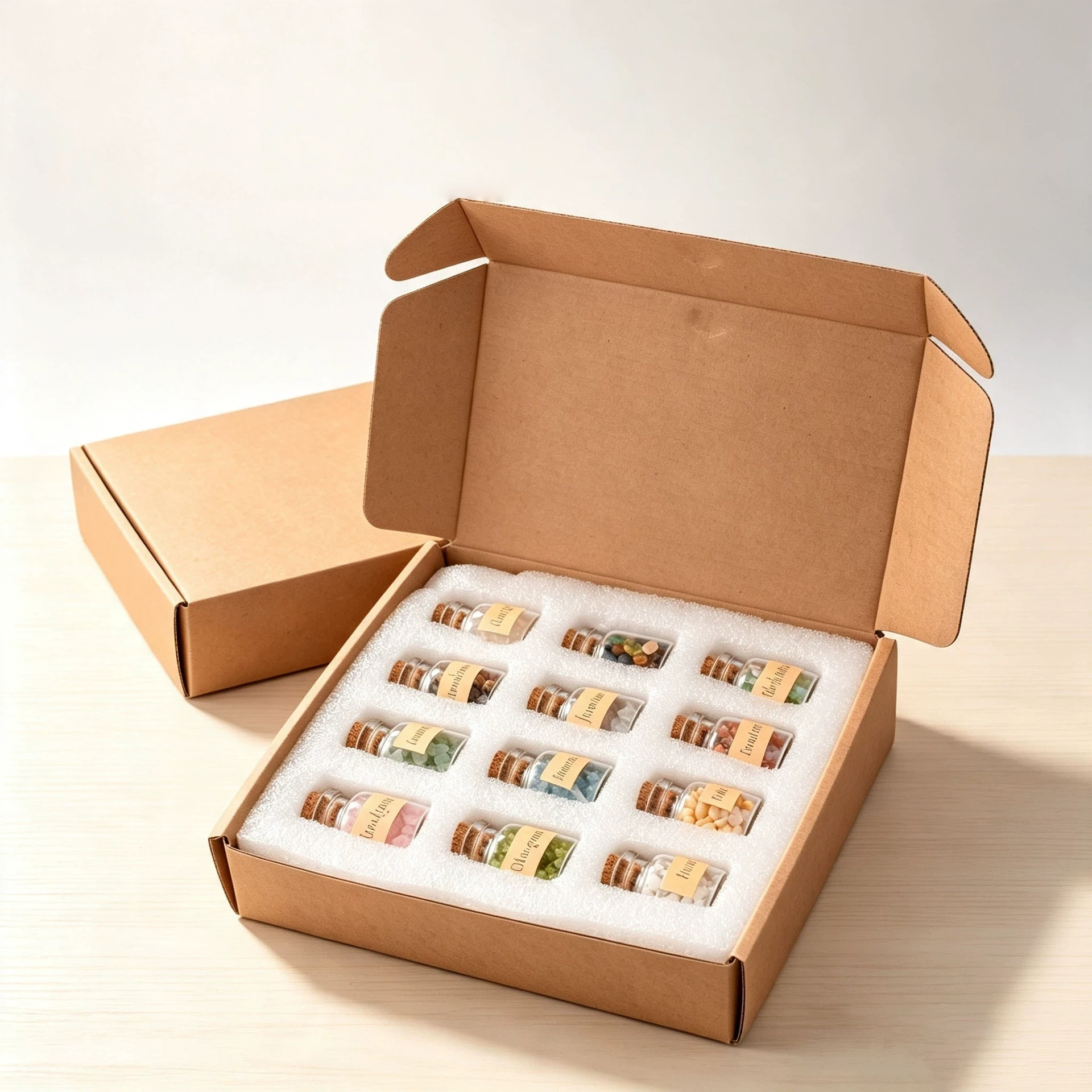TEMU 13pcs Set Of Assorted Crystal Chips And Stones, Crystal Bottles, Natural Stone Set, Bottles Filled With Natural Crystal And Mineral Chips, Home