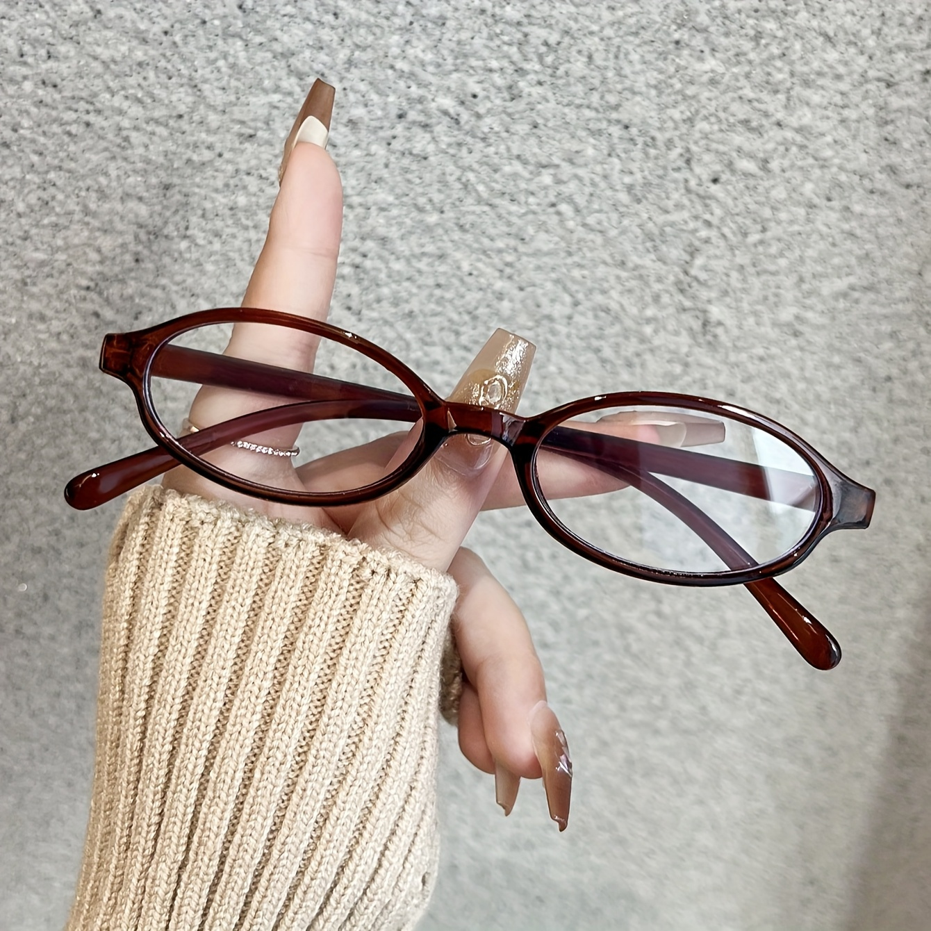 Image of Stylish Oval Frame Clear Lens Glasses For Women, , Party Accessory, Fashion Computer Eyewear, Casual Attire Decoration - Small Size