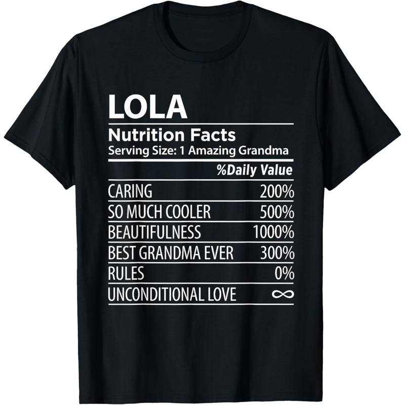 

Filipino Lola Nutrition Facts T-shirt, 100% Cotton, Crew Neck, Slight Stretch, Printed Short Sleeve, Regular Fit, Knit Fabric, With Basics Style For Adults, Men And Women, , Sizes S-xxl