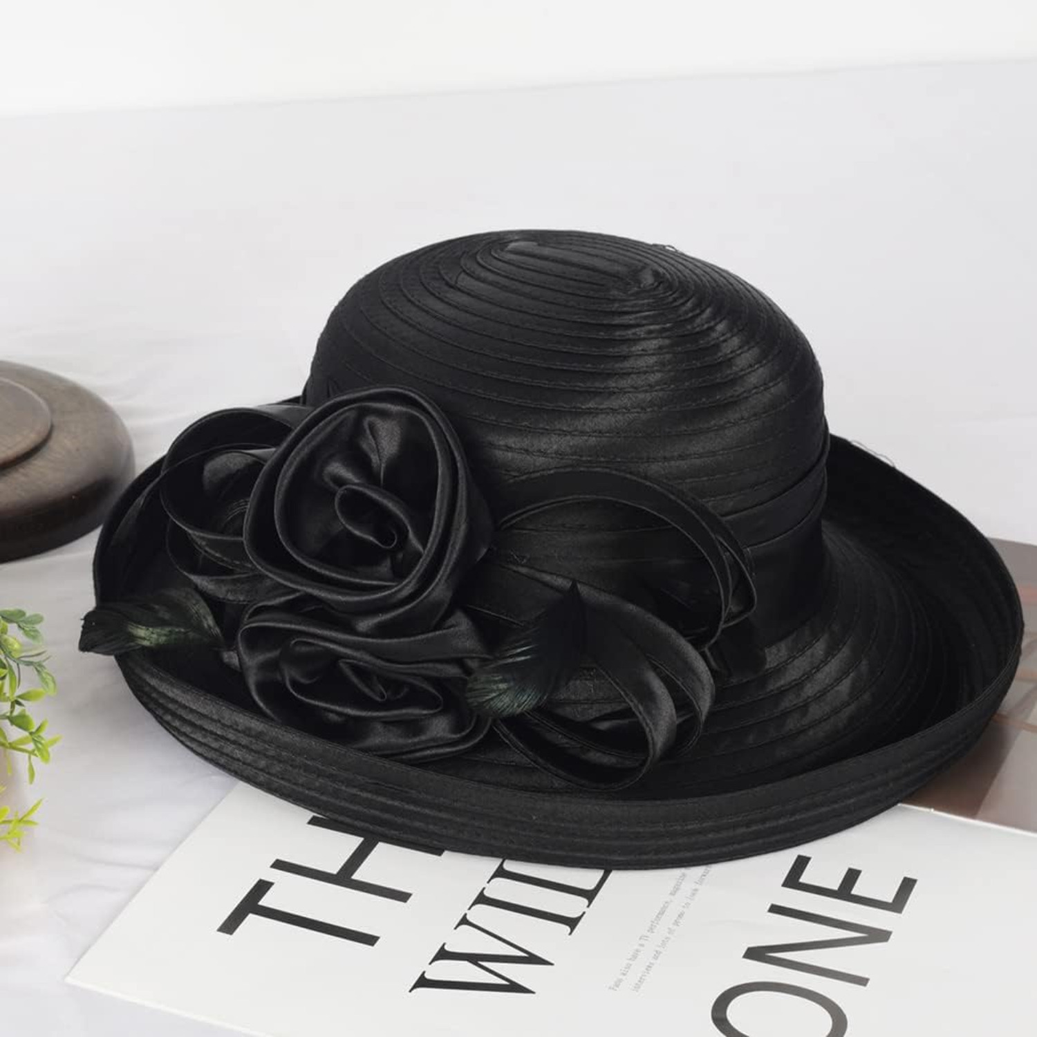 chinese dress ladies Black Wide Brim Diamond Dress Hat/Shenor Collections main image 0