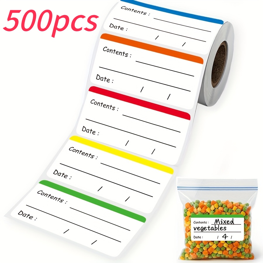 TEMU 500 stuks Gekleurde Frozen Label Voedselopslag Label Sticker Rol, Verwijderbare Voedselcontainer Koelkast Sticker, Keuken Organisatie Frozen