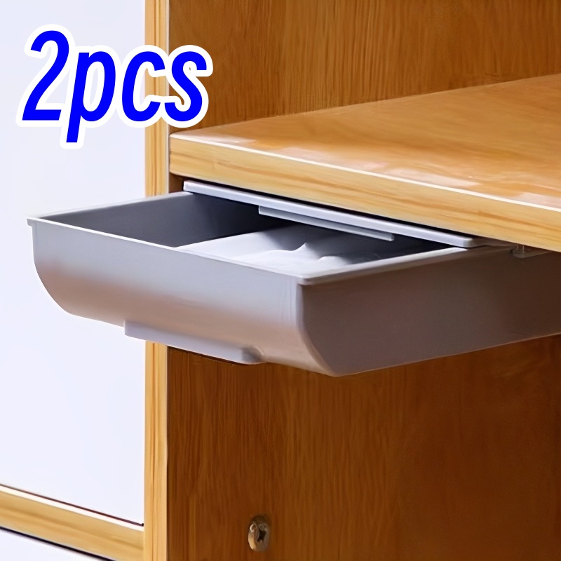 TEMU 2 tiroirs privés, tiroir sous bureau, porte-stylo auto-adhésif, boîte de rangement cachée sous bureau, organisateur à compartiments coulissants,