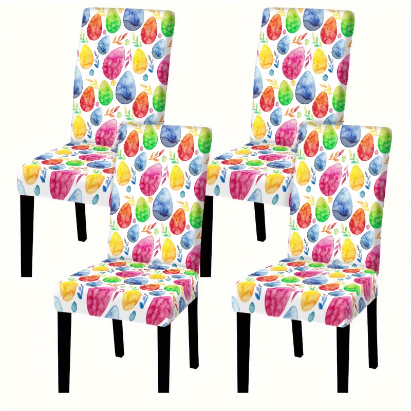 

2/4/6-pack Modern Stretch Chair Covers, Polyester One-piece Design, Pattern, Machine Washable, With Band, For Home Party Gift - -120g Fabric Weight