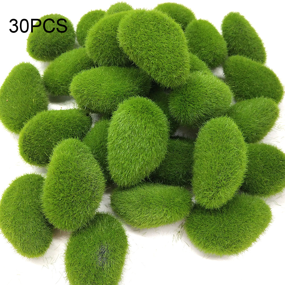 Image of 30pcs Artificial Moss Rocks For Diy Crafts, Garden Decor, And Easter Basket Displays – Realistic Moss Balls For Potted Plants, Fairy Gardens, And Nature-inspired Arrangements