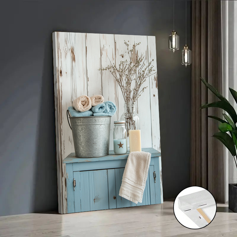 

1pc Decor, Iron & Towel , Wooden For , , Bathroom, - Ink Art