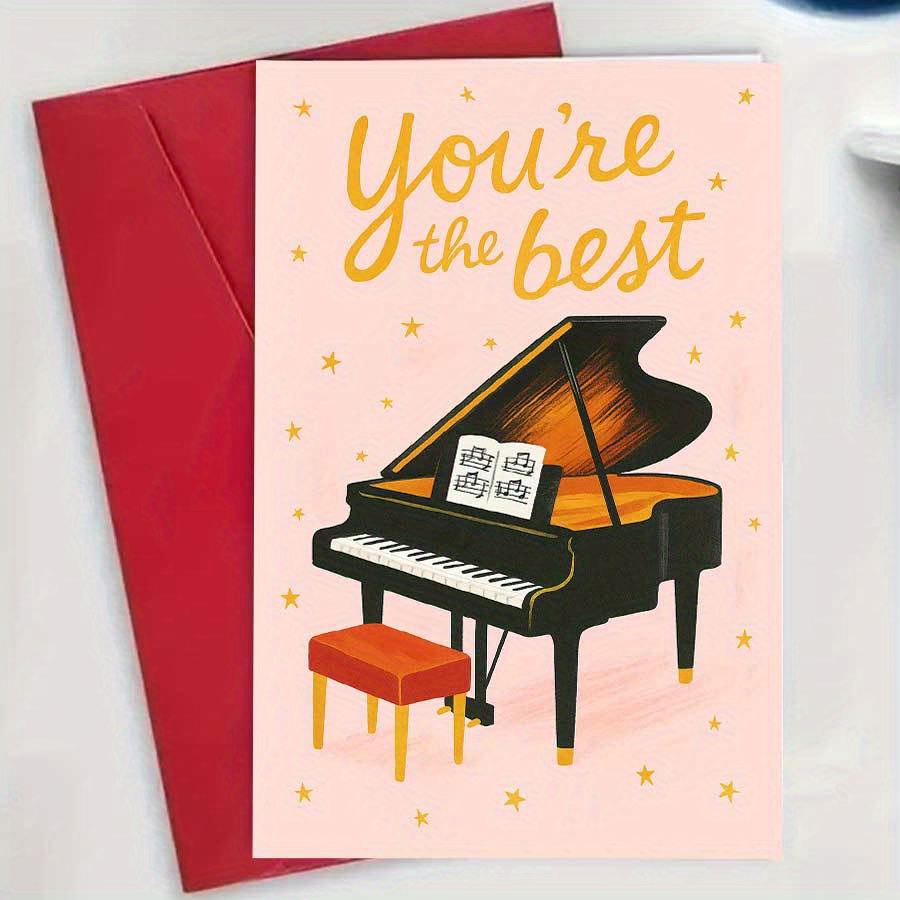 TEMU Single-sided Piano-themed Greeting Card Suitable For Music Teachers, Musicians & Pianists - With Envelope For Weddings, Birthdays, Graduation