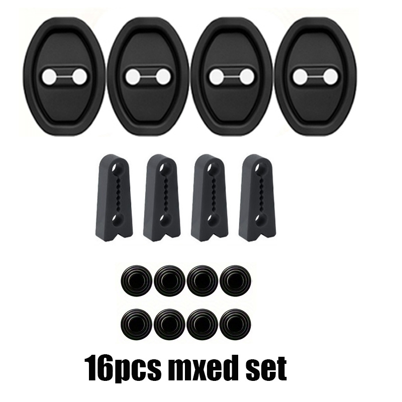E-shop 16-teiliges Mischset, 4 Stück Türschloss-Schutzabdeckungen + 8 Stück Türstoßdämpfer-Pads + 4 Stück Autotürschloss-Schnappschutz-Pads,