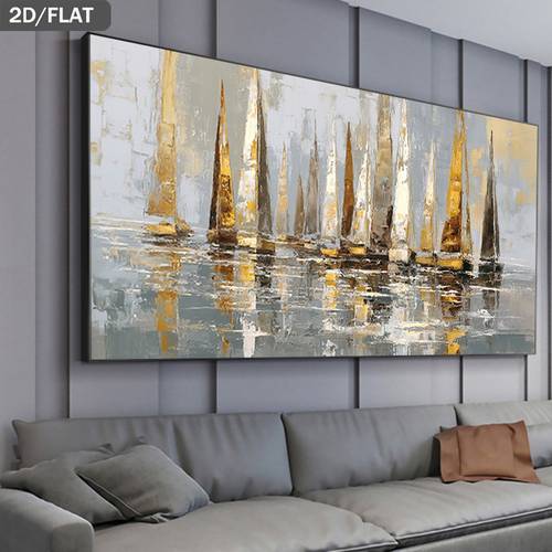 2d flat 2d flat frameless abstract artwork featuring sailboats on water measuring 39 37 by 78 74 inches 100 by 200 cm this modern canvas print is perfect for decorating living rooms and bedrooms