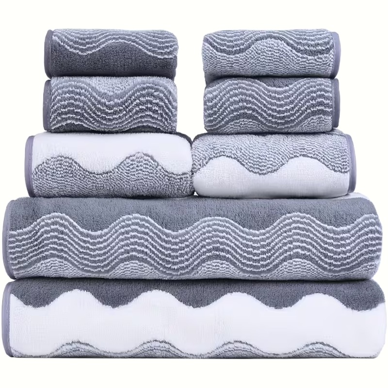 TEMU Set ondulato da 8 pezzi, motivo a righe ondulate, tessuto in pile di corallo, multicolore opzionale, e confortevole, assorbente, molto per la