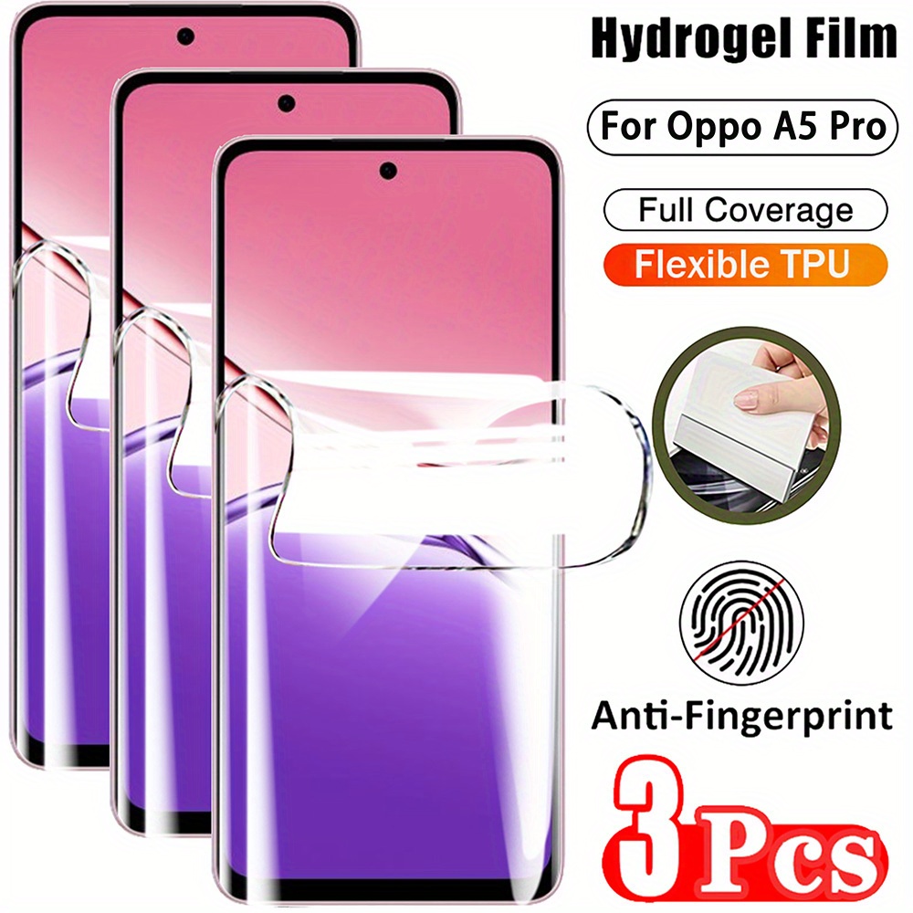 TEMU [3pcs] Compatible With For Oppo A5 Pro 5g. Full Coverage High-definition Water Gel Film, Tpu Flexible Material Fits The Body Without Bubbles,