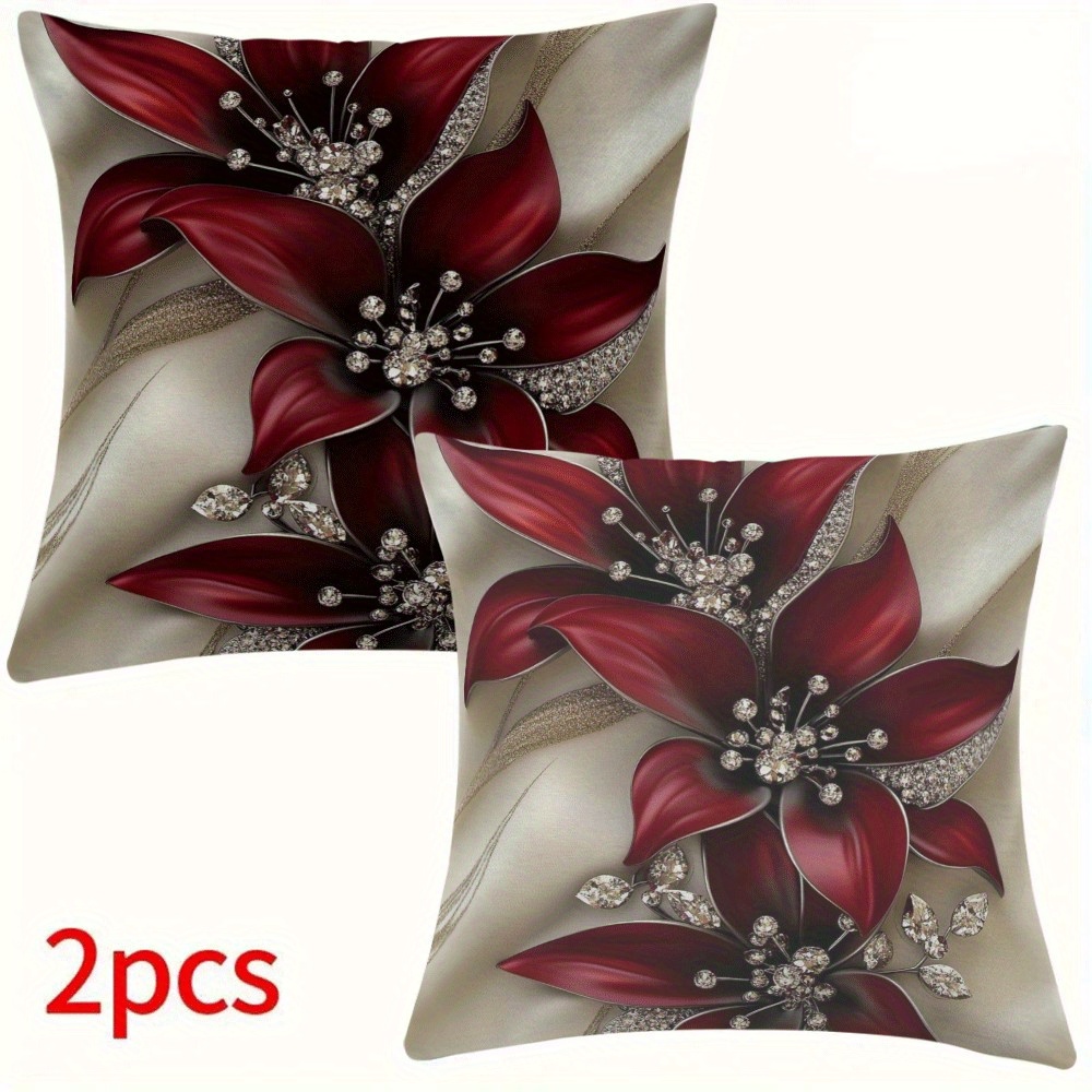 2pcs 18x18 floral   covers modern zip closure machine washable   home outdoor decor sofa tent ideal birthday gift pillow not included details 9