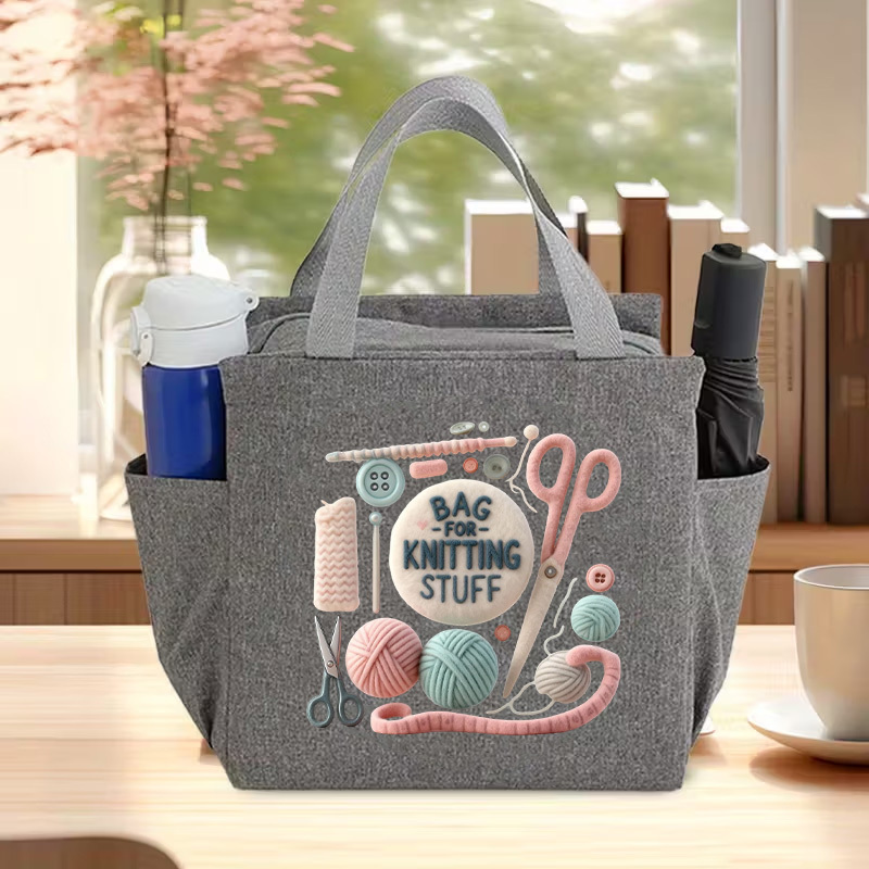 TEMU Plush Knitting Supply Organizer Bag - Cozy Fuzzy Craft Tote For Yarn, Needles And Knitting Additions (multiple Neutral And Pastel Colors), Yarn
