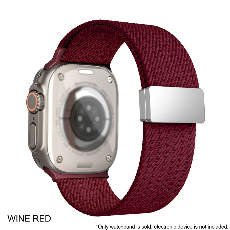 TEMU Nylon Woven Magnetic Strap Suitable For Watch S11/10/9/8/7/6/5/4/3/2/1/se/ultra 2 38/40/41/42/44/45/46/49mm Elastic Nylon Comfortable And Soft