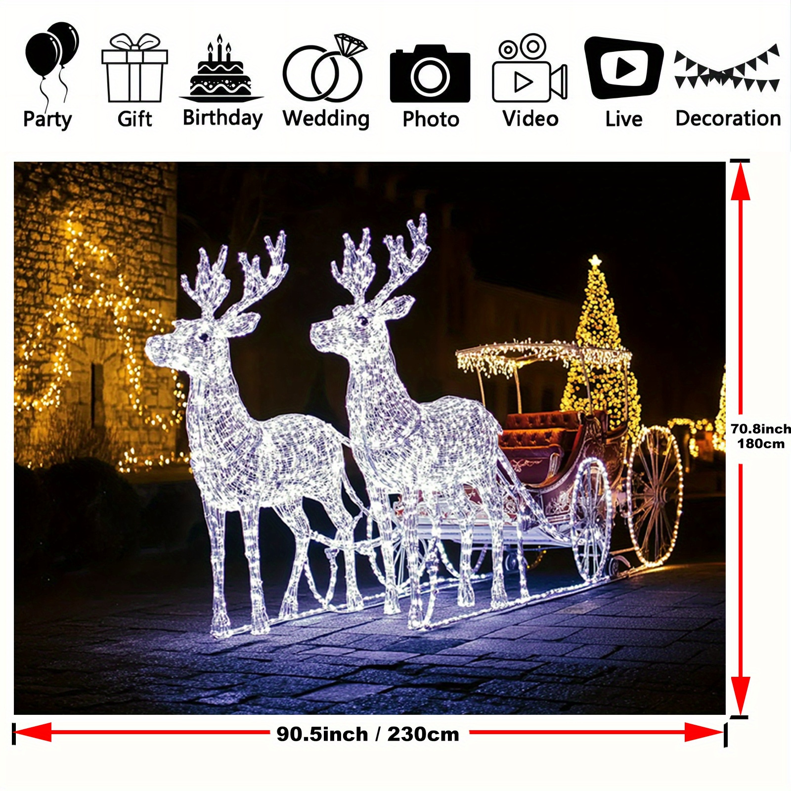 TEMU 1pc Christmas & Scene Backdrop - Polyester For Parties, Birthdays, Weddings Prop