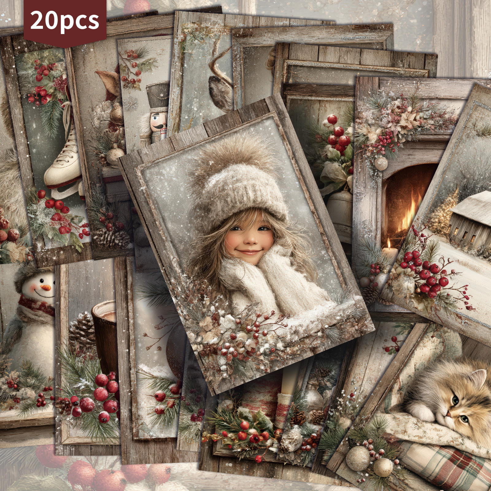 TEMU Ensemble de 20 cartes de Noël rétro de 4X6 pouces, avec des , parfaites pour le scrapbooking et le bricolage