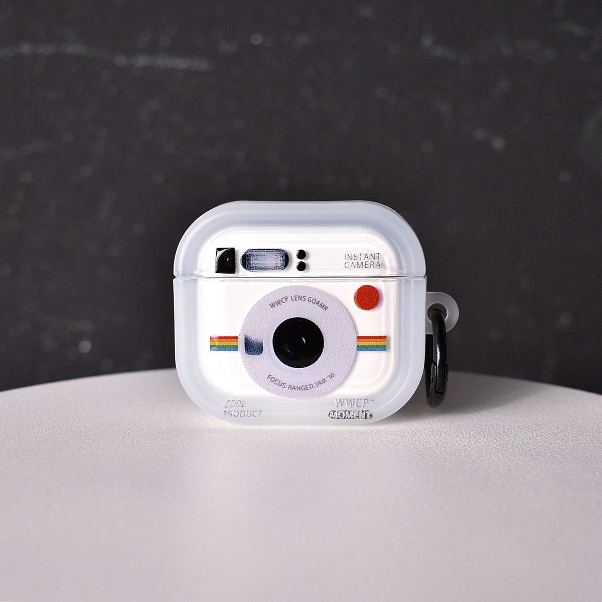TEMU 1pc White Mini Camera With Black Ring, Retro Photo Machine Cute Cartoon Individual Innovative For And, Easy Creative Translucent Color 3d Photo