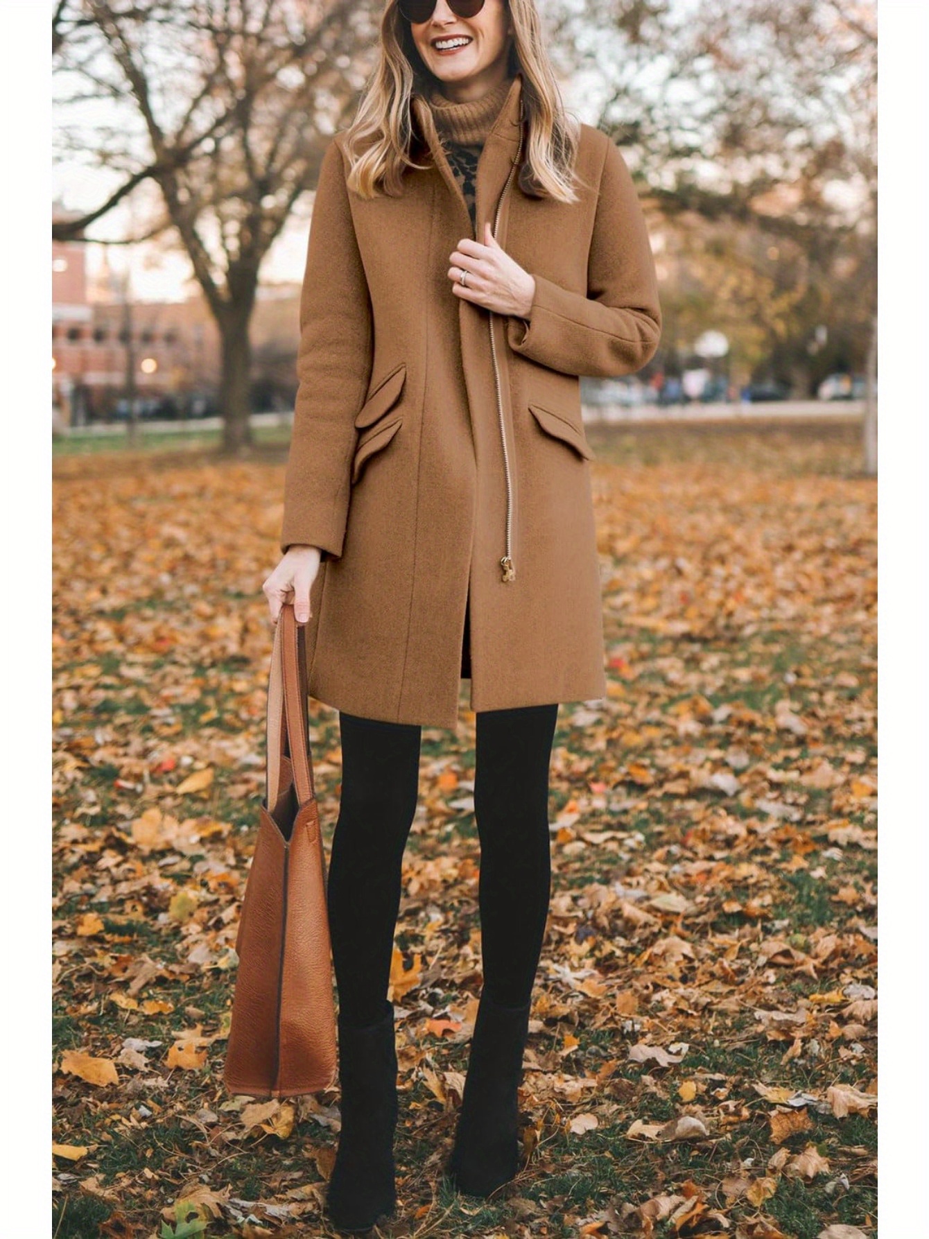 Womens Long Classic Open Front Zip Up Casual Winter Over Pea Coats Long  Jackets