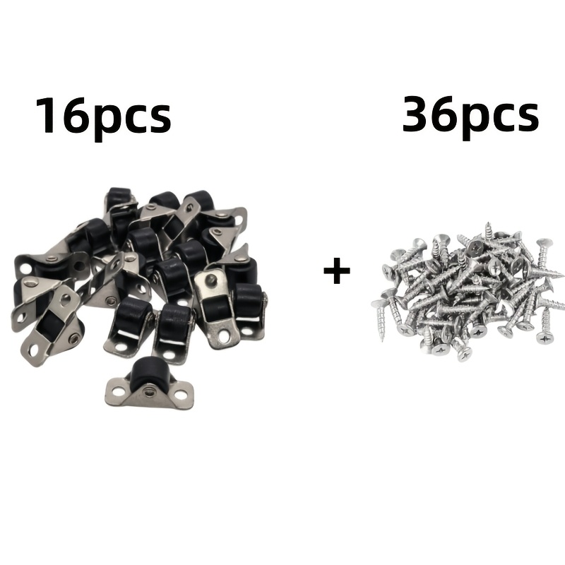 TEMU 52pcs 0.5 Inch Mini Wheels(16pcs Wheels And 36pcs Screws) Linear Direction Casters, Suitable For Tatami Drawer Slides, Drawer Sliding Systems,