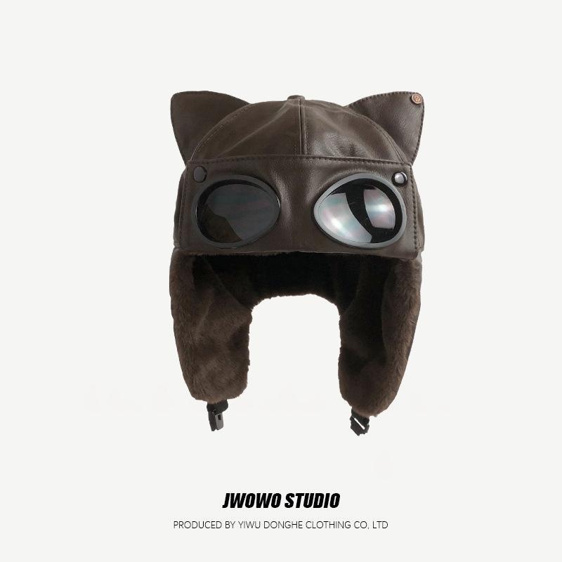 een winterse warme   met kattenoortjes, voorzien van een pluche voering en winddichte oorkappen - unisex, geschikt voor skiën, fietsen en   voor koud   buiten - kattenoortjes design, wasbaar, creatief kerstcadeau