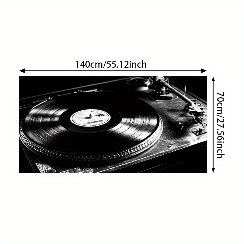 TEMU 1pc Modern Abstract Vintage Turntable Canvas Art Print, 27.56x55.12in Frameless Wall Decor For Living Room And Bedroom, Black And White Dj