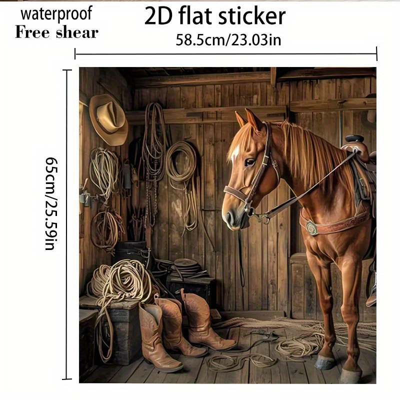 TEMU 2d Plane, 1 Set Of 2pcs Western Cowboy Horse Pattern Stickers, Suitable For Dishwasher Surfaces, Washing Machines, Refrigerators, Cabinets, Room