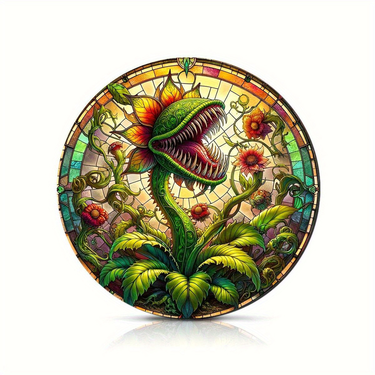 TEMU 2d Flat - 1pc 2d Flat Acrylic Decoration, A Carnivorous Plant Sun Catcher Measuring 8"x8", Home, Garden, And Cave, An Ideal Gift For