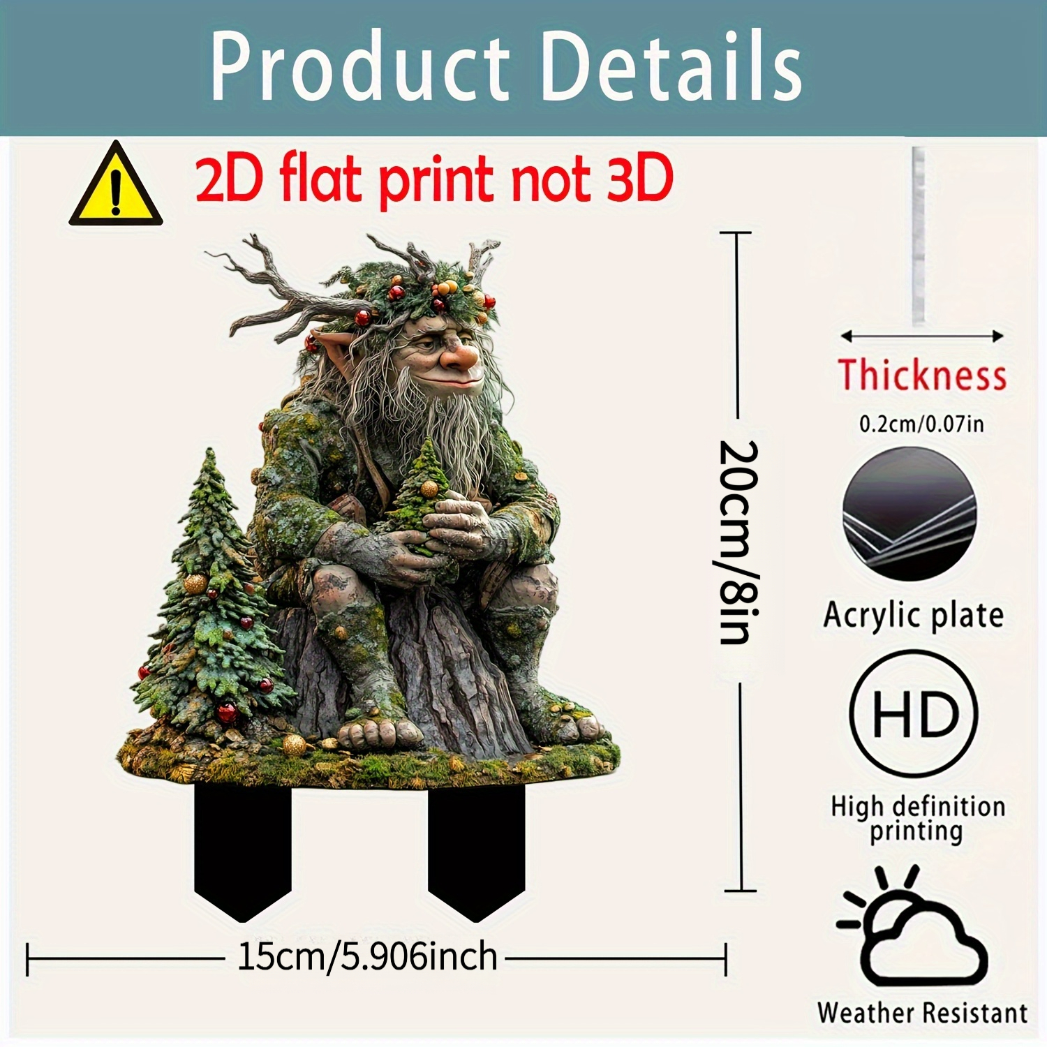 TEMU 2d Flat, 1pc Classic Guardian Statue - Durable Garden Decoration, Outdoor Art, With Moss And Berry Accents, No Batteries Required, Suitable For