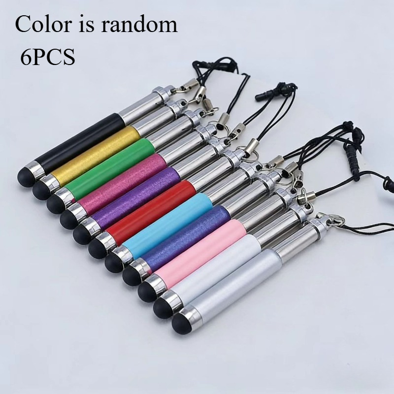 TEMU 6 pz Colori Casuali 10: , , Blu, Rosa, , , Argentato, , Viola, Verde. Mini Penna Stilo Capacitiva Estensibile Elasticizzabile per Touchscreen,