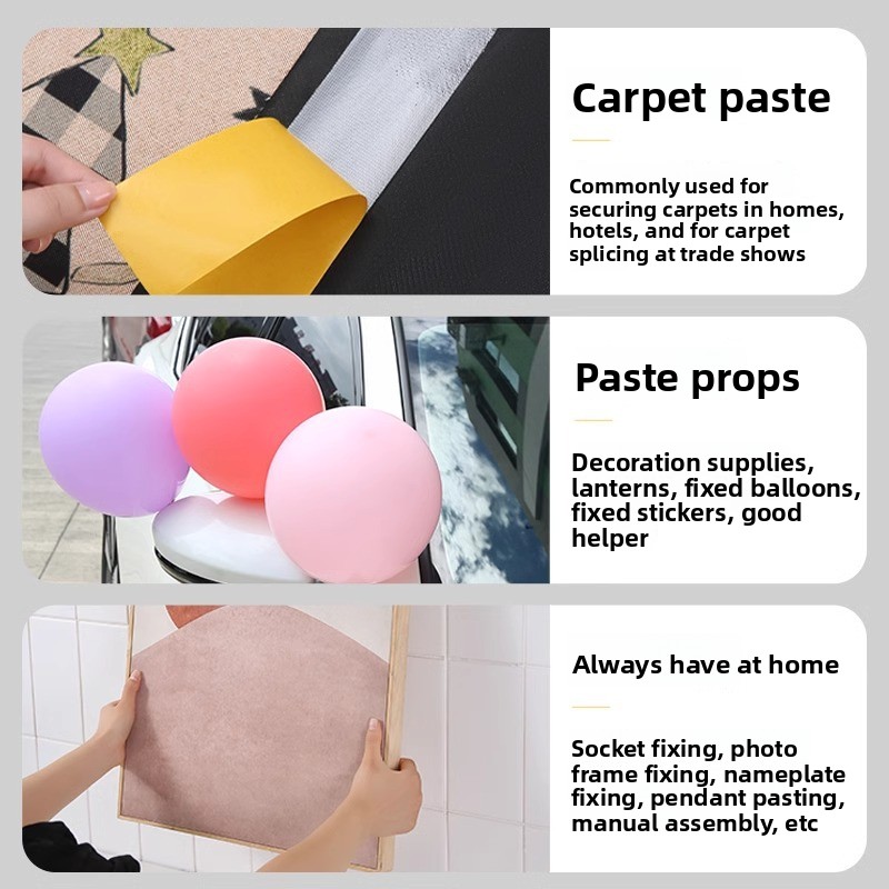 3 rolls of double sided tape high   cloth mesh suitable for carpets tapestries wallpapers and balloons   fixing product double sided tape home decoration multifunctional fastening   tape durable backing Product details 3