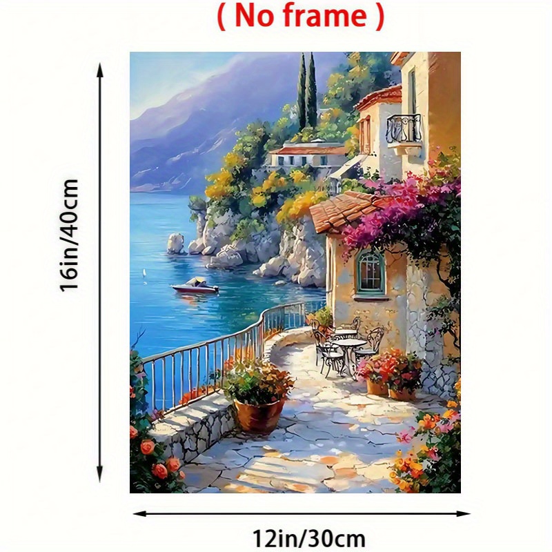 E-shop 2D Flach, 2D Flach, . Rahmenloses Leinwandbild, Bezauberndes Küstendorf Leinwanddruck Poster, Wandkunst Dekoration Einzigartige Kreative