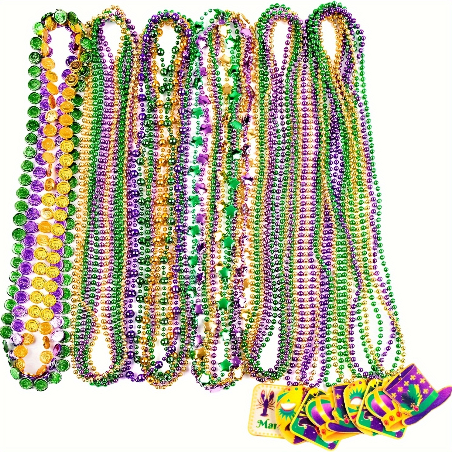 TEMU 36pcs Perles Mardi Gras Lot Carnaval Ajouts pour Cadeaux de Fête Décorations Festival Défilés Décorations d'Halloween Décorations de Noël