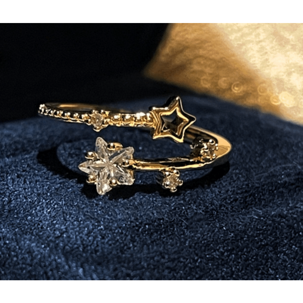 TEMU A High-quality Steel Star-shaped Women's Fashion Adjustable , Hypoallergenic And Fade-resistant, With A Sizing Design That Fits Multiple Finger