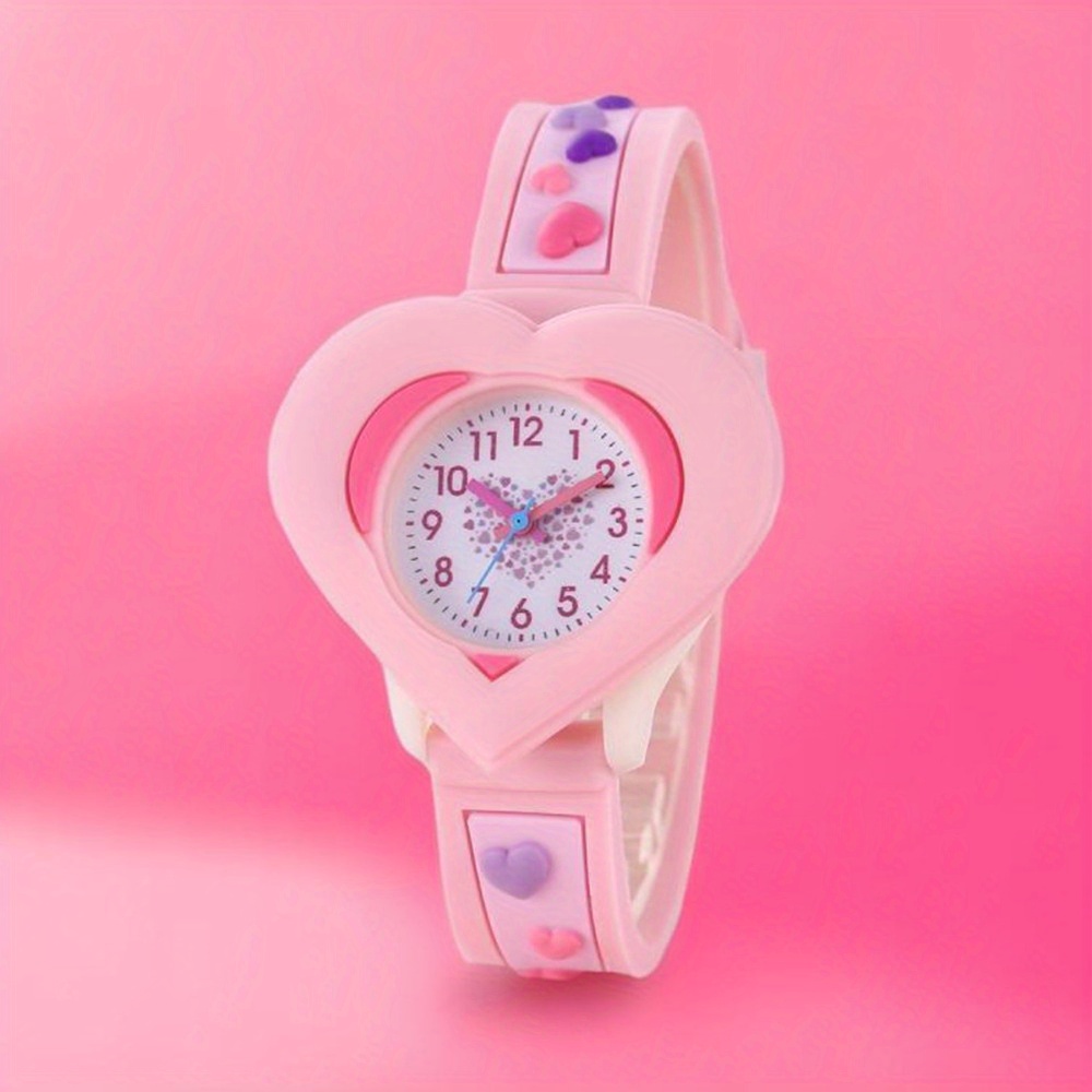 TEMU 1/2pcs Heart Shape Cute Cartoon Silicone Quartz Watch, Daily Wear Watch, Unique New Year Christmas Birthday Gift