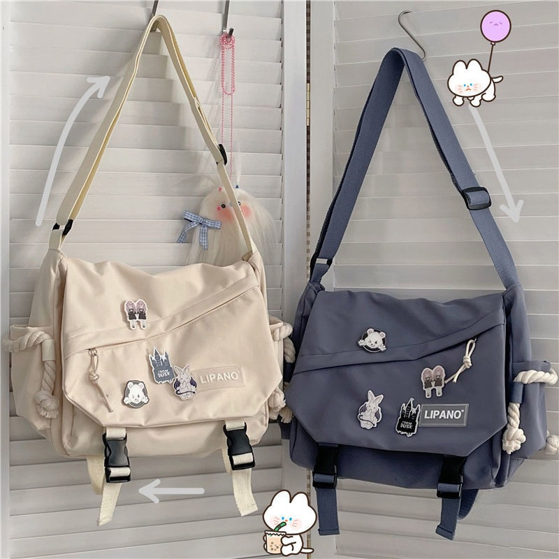 1pc of Women'S Large-Capacity Shoulder Bag, Harajuku Retro Workwear Style Messenger Bag Student Nylon Messenger Bag