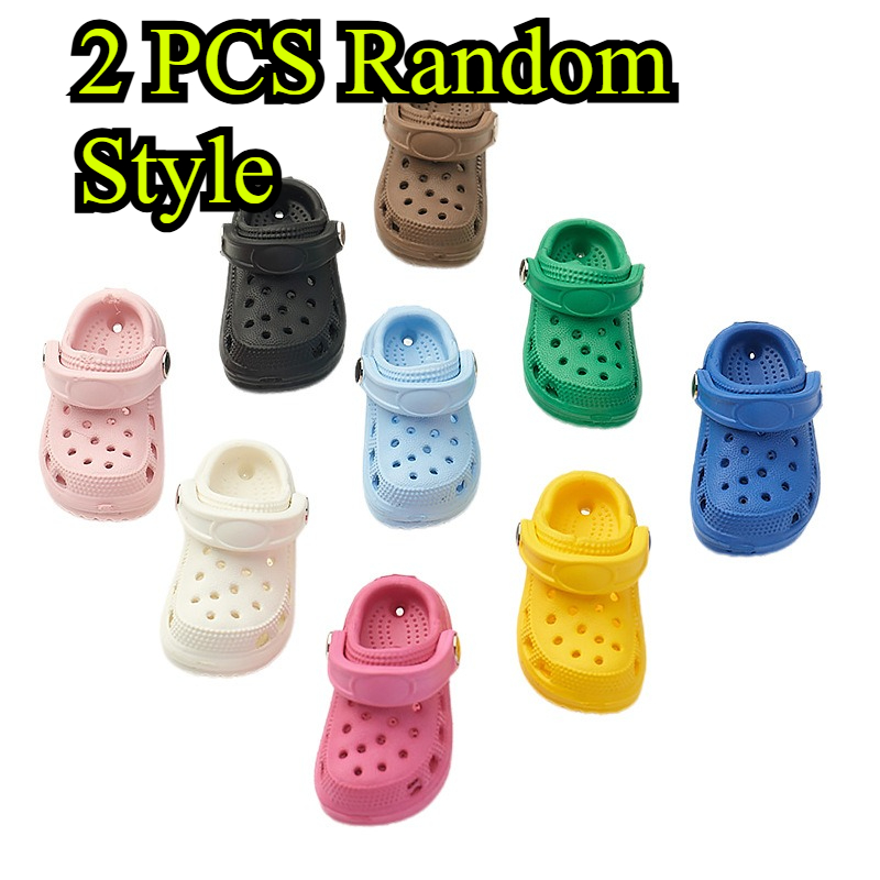 TEMU 2pcs (random Color) Creative Simulation Mini Slippers Pendant Cute Hole Shoes Keychain Ornaments Fun Small Additions Pendant Gift