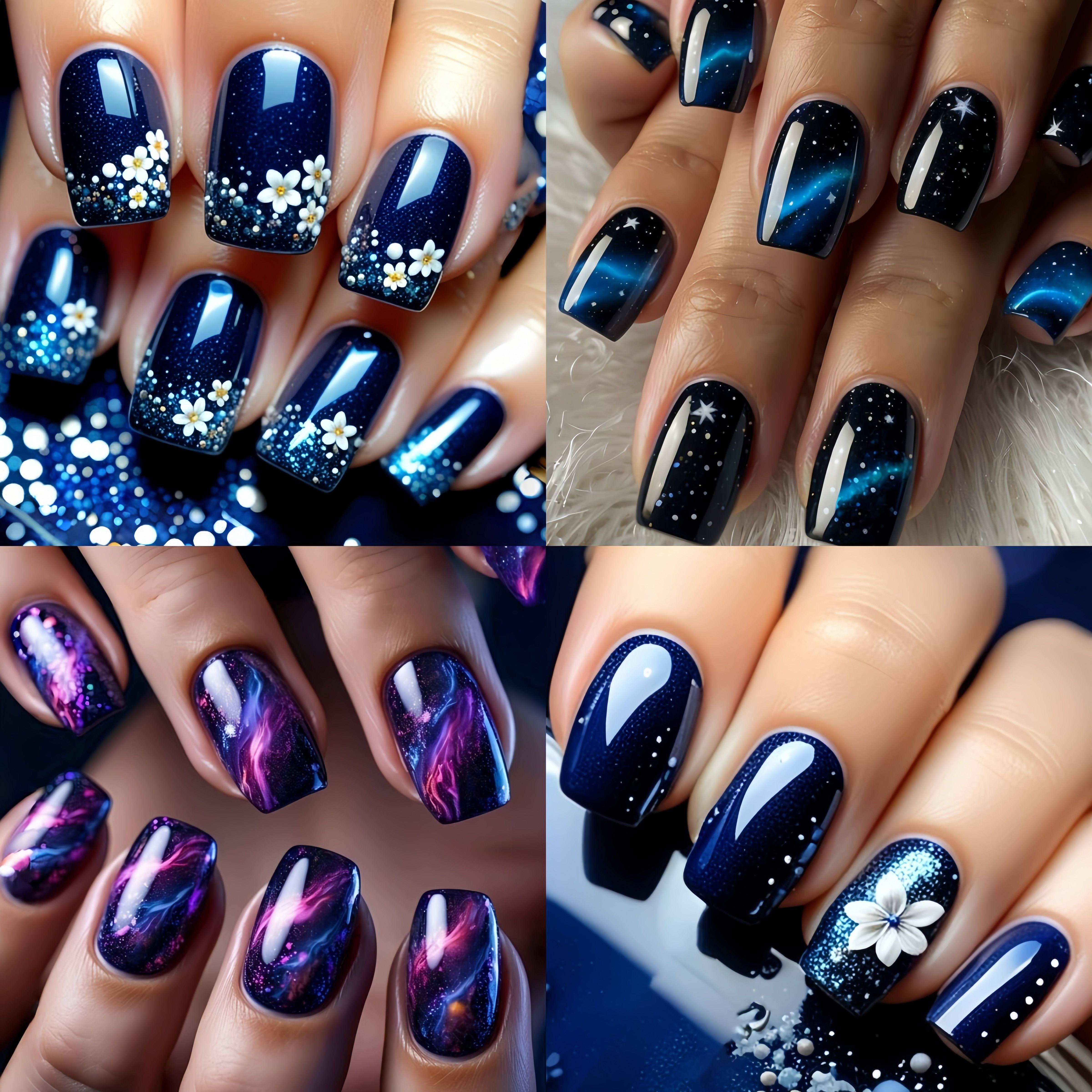96pcs Blue And Purple For Nail Art Set, Striped And For Nails, Detachable False For Nails, Solid Color For Nails, Press-on For Nails, Women's For Nails, High-quality False For Nails