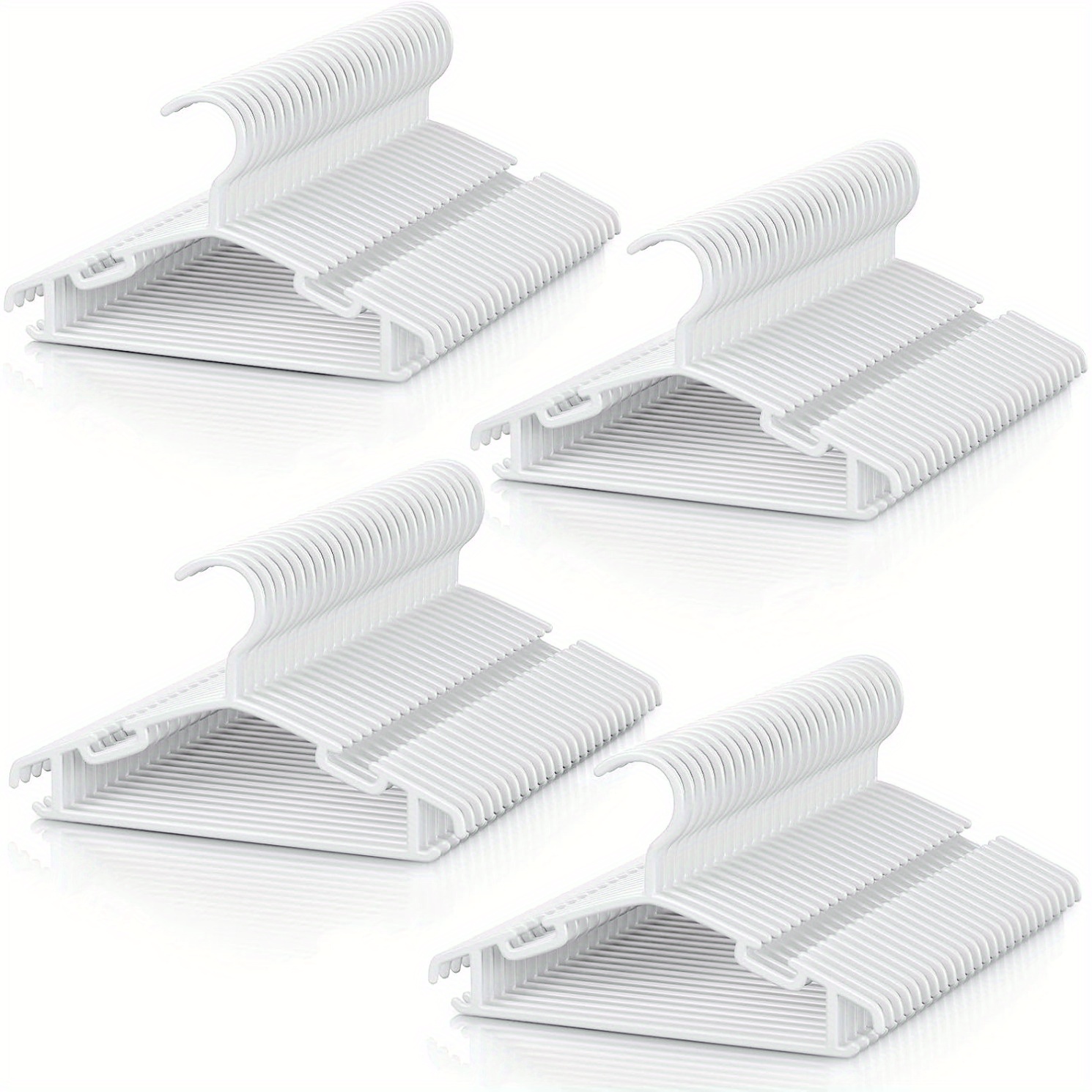 60 100 120pcs white non slip   hangers durable plastic   clothes hangers for closet space saving design with wide notched         outfits pants coats and skirts   hangers