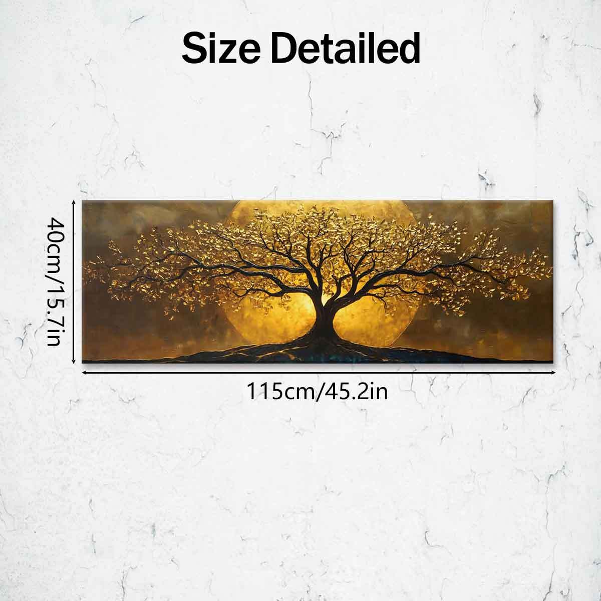 E-shop 2D Flach, [2D Flach] 1 Stück Holzgerahmte Leinwand, Ein Goldener Baum, Kunst für die Wohnungsdekoration, Muster-Wandkunstdécor, Für das
